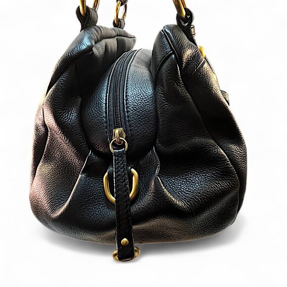 Worthington Black Cowhide Leather Satchel Handbag 14.5" L x 8" T 6" W - Picture 5 of 13